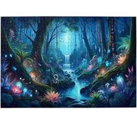 Dusk Mystical Forest with Plants, Creatures & Waterfall 1000 Piece Wooden Jigsaw Puzzle for Adults, Cute Family Challenge Game Gift, 29.5x19.7 Inch