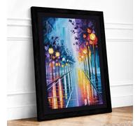 Dusk on the Avenue Modern Framed Wall Art Print A2 (59.4×42cm) Black,