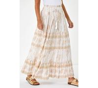 Dusk Paisley Print A-Line Maxi Skirt In White White 10