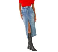 Roman Dusk Panelled Denim Skirt for Women UK - Ladies Autumn Everyday Winter Holiday Knee Length Comfy Button Up Soft Office Desk Bottoms Jean Skirts - Denim - Size 8