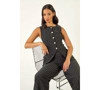 Dusk Pinstripe Stretch Waist Coat In Black Black 14