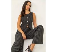Dusk Pinstripe Wide Leg Stretch Trousers In Black Black 10