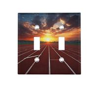 Dusk Running Track 2-Gang Light Switch Cover Unbreakable Metal Double Toggle Switch Plate Covers Decorative Wall Plates for Kitchen Bedroom Bathroom Decor