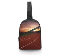 Dusk Running Track Crossbody Backpacks for Women Men Casual Cross Chest Bag Sling Pack Hiking Daypack
