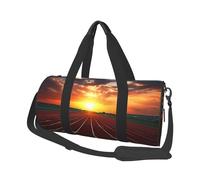 Dusk Running Track Duffel Bags for Women Men, Foldable Travel Totes Bag for Airplane Essentials, Weekender Overnight Bags Large Sport Gym Bag Carry On Luggage Bag with Strap