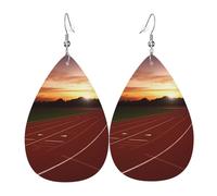 Dusk Running Track Earrings Daily Styles Collection | Lightweight Leather Earring Hypoallergenic Design for Women Jewelry Teardrop Dangle Earring Fashion Pendant Gift