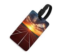 Dusk Running Track Luggage Tag for Suitcases TSA Approved with Name Id Card Suitcase Tags Identifiers Black Strap Clear Window Personalized Baggage Tag for Cruise Airport Travel Essentials