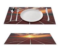 Dusk Running Track Placemat, 4 PCS PVC Placemats Washable Non-Slip Place Mats for Dining Table, Wipeable Table Mat for Party Kitchen Dining Decor