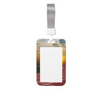 Dusk Running Track Print Id Badge Holder Sliding Card Holder Vertical Card Protector Cover Case Teacher Lanyard for Office Women Men