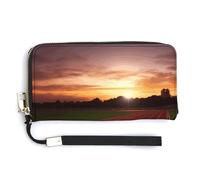 Dusk Running Track RFID Blocking Wallet for Women,Clutch With Change Pocket, Wristlet Wrist Strap with Card Slots