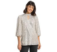 Dusk Sequin Keyhole Neck Top In Silver Silver 10
