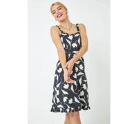Dusk Sleeveless Floral Frill Hem Dress In Black Black 16