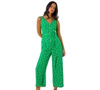 Dusk Spot Print Belted Jumpsuit In Green Green 12