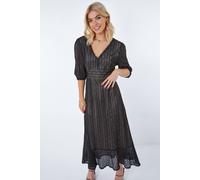 Dusk Stretch Lace Frill Hem Dress In Black Black 10
