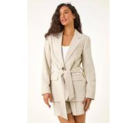 Dusk Stripe Tie Belt Blazer In Stone Stone 14