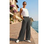 Dusk Stripe Wide Leg Stretch Trousers In Black Black 8