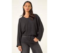 Dusk Textured Batwing Top In Black Black 12