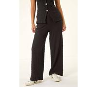 Dusk Textured Wide Leg Stretch Trouser In Black Black 16