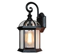 Dusk to Dawn Outdoor Porch Wall Mount Light Fixture, Exterior Wall Lantern Waterproof, Black Outside Porch Sconce Lighting with Black Finish & Glass Shade for House Garage Doorway Patio, E26 Socket (