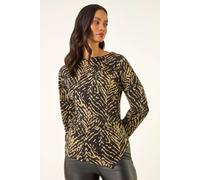 Dusk Women's Abstract Asymmetric Stretch Top in Black | Size: 12 Dusk Black 12