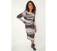 Dusk Women's Abstract Plisse Stretch Mesh Midi Dress in Black | Size: 12 Dusk Black 12