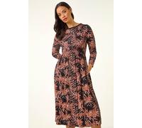 Dusk Women's Abstract Print Pocket Stretch Midi Dress | Size: 12 Dusk Multicolor 12