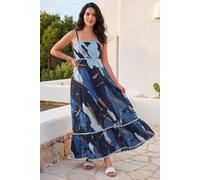 Dusk Women's Abstract Ric Rac Maxi Dress in Blue | Size: 10 Dusk Blue 10