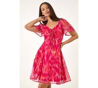 Dusk Women's Blurred Foil Print Dress in Red | Size: 12 Dusk Red 12