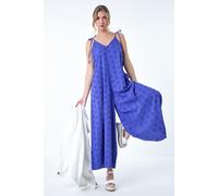 Dusk Women's Broderie Pocket Wide Leg Jumpsuit in Indigo | Size: 12 Dusk Indigo 12