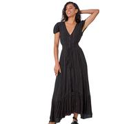 Dusk Women's Button Front Shimmer Stripe Maxi Dress in Black | Size: 8 Dusk Black 8