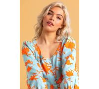 Dusk Women's Button Though Floral Print Blouse in Orange | Size: 6 Dusk Orange 6