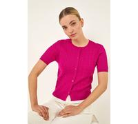 Dusk Women's Cable Knit Buttoned Top in Magenta | Size: 18 Dusk Magenta 18