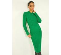 Dusk Women's Cable Knit Midi Jumper Dress in Green | Size: 12 Dusk Green 12