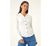 Dusk Women's Collared Button Jumper in Ivory | Size: 14 Dusk Ivory 14