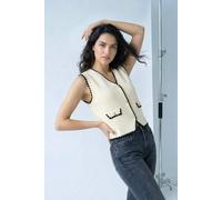 Dusk Women's Contrast Knit Waistcoat in Ivory | Size: Small Dusk Ivory S