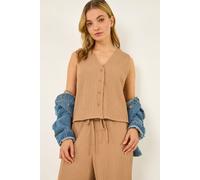 Dusk Women's Crinkle Textured Waist Coat in Beige | Size: 14 Dusk Beige 14