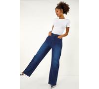 Roman Originals Wide Leg Jeans for Women UK Ladies Denim Trousers Palazzo Pants Jeggings Stretchy Cotton Summer Winter Autumn Spring Smart Office Work Party Flattering Bottoms - Denim Indigo - Size 16