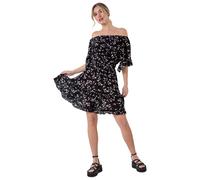 Dusk Women's Ditsy Floral Bardot Pocket Dress in Black | Size: 10 Dusk Black 10