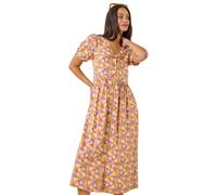Dusk Women's Ditsy Floral Buttoned Midi Dress in Yellow | Size: 12 Dusk Yellow 12