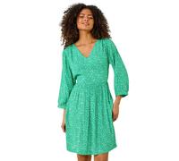 Dusk Women's Ditsy Floral Print V-Neck Dress in Green | Size: 10 Dusk Green 10