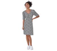 Dusk Women's Ditsy Floral Ruched Puff Sleeve Dress in Black | Size: 14 Dusk Black 14