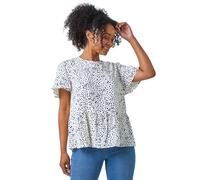 Dusk Women's Ditsy Spot Print Peplum Top in Navy | Size: 6 Dusk Navy 6