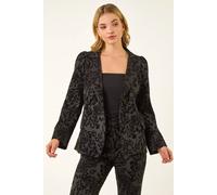 Dusk Women's Flocked Premium Stretch Blazer in Black | Size: 14 Dusk Black 14