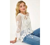 Dusk Women's Floral Crochet Top in Ivory | Size: Medium Dusk Ivory M