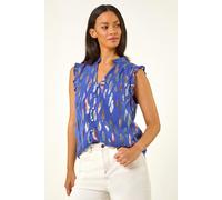 Dusk Women's Foil Print Sleeveless Top in Blue | Size: 12 Dusk Blue 12