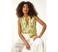 Dusk Women's Foil Print Sleeveless Top in Lime | Size: 10 Dusk Lime 10