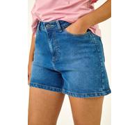 Dusk Women's High Waisted Denim Stretch Shorts in Mid Blue | Size: 16 Dusk Mid Blue 16