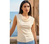 Dusk Women's Knitted Cowl Neck Top in Cream | Size: 16 Dusk Cream 16
