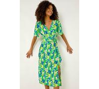 Dusk Women's Leaf Print Midi Dress in Green | Size: 8 Dusk Green 8