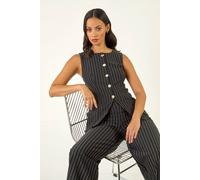 Dusk Women's Pinstripe Stretch Waist Coat in Black | Size: 12 Dusk Black 12